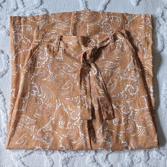 Sigrid Olsen palazzo pants, orange paisley, size extra small. - Picture 6 of 7